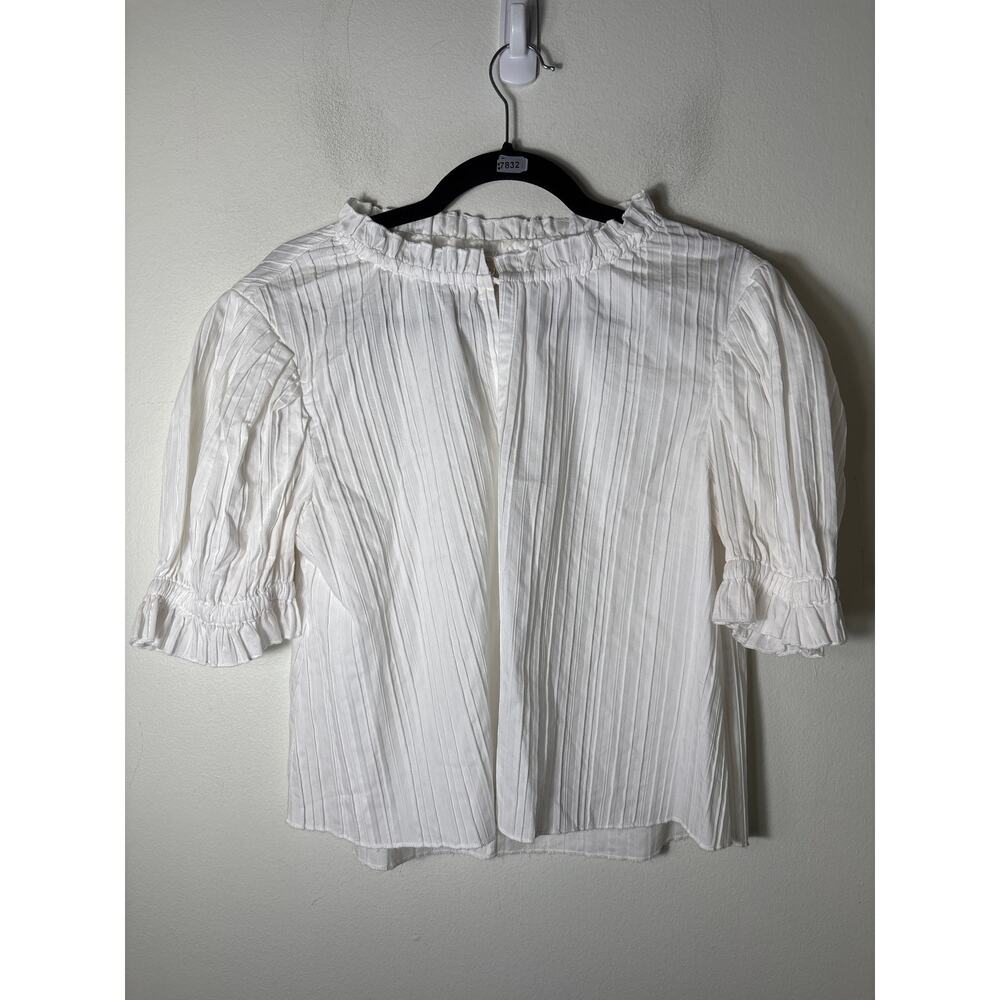 Katherine Kidd White Cotton Seam Pleated Shirt Sz S